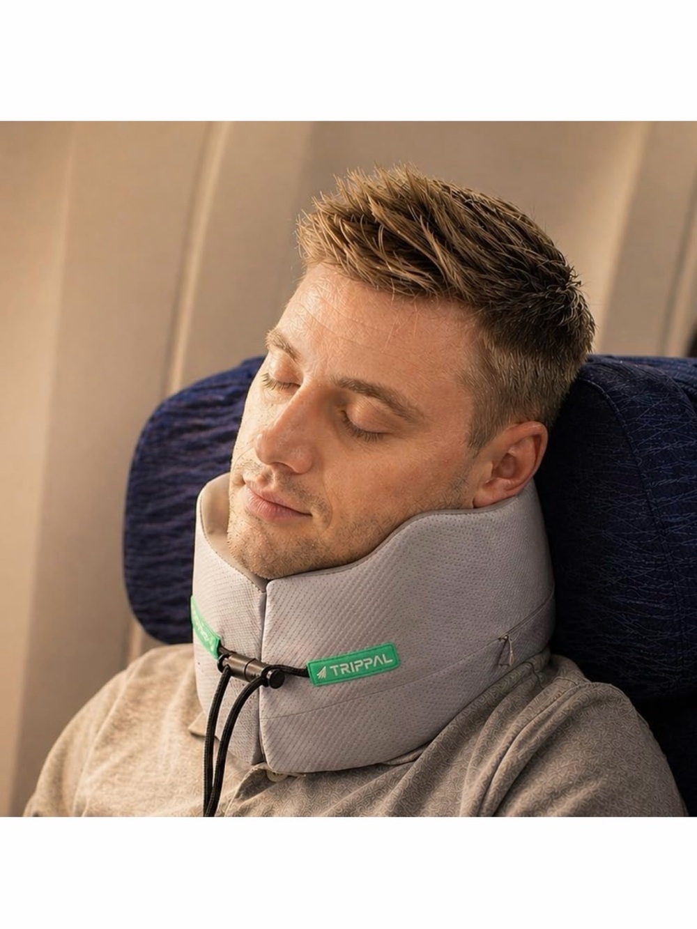 Travel Neck Pillow for Airplane: Neck Brace-Like Support 360° Chin Lock